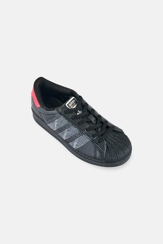 Kids Boy Superstar Led Lights Lace Up Outdoor Shoes, Black