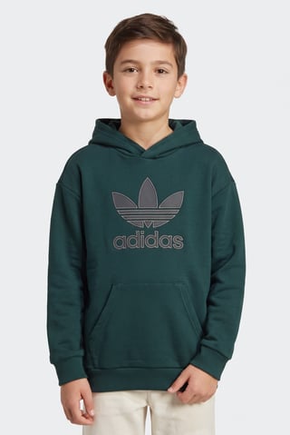Kids Boy Sportswear Fit Long Sleeve Outdoor Hoodie, Dark Green