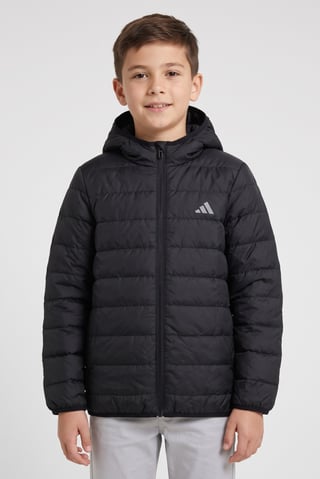 Kids Boy Quilted Outdoor Hoodie Jacket, Black