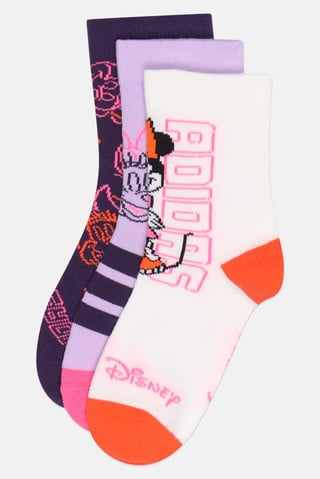 Adidas x Disney Kids Girl 3 Pairs Brand Logo Crew Socks, Multicolor