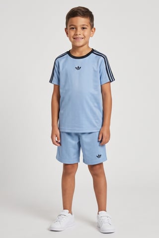 Toddlers Boy 2 Pcs Brand Logo T-Shirt And Shorts Set, Slate Blue