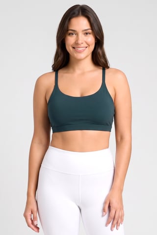 Women Brand Logo  Training Padded Sports Bra, Dark Green
