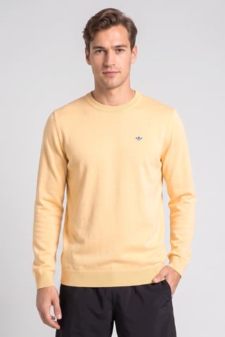 Men Sportswear Fit Long Sleeve Outdoor Sweater, Light Orange