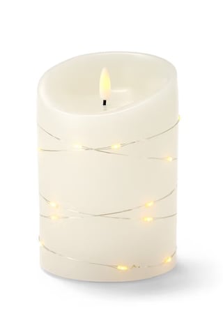 LED Real Wax Candle With Micro Light Chain, Off White