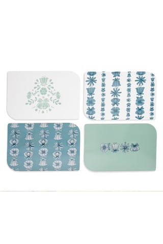 4 Pieces Melamine Breakfast Trays, Multicolor