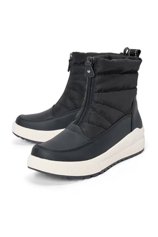 Women Zipper Closure Ankle Boots, Black
