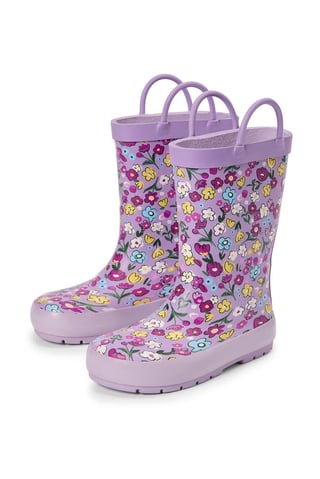 Kids Girl Floral Pattern Slip on Rain Boots, Multicolor