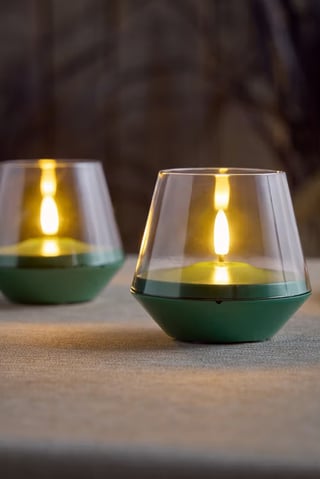 2 LED Outdoor Candles, Green