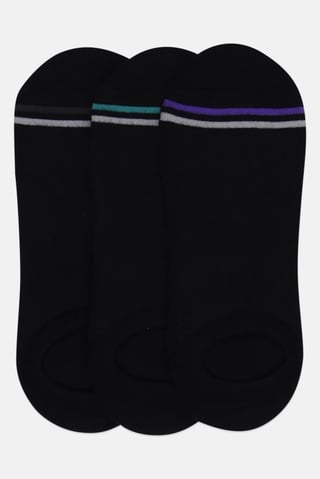 Men 3 Pairs Brand Logo Invisible Socks, Black