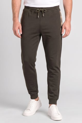 Men Regular Fit Embroidered Logo Jogger Pants, Dark Olive