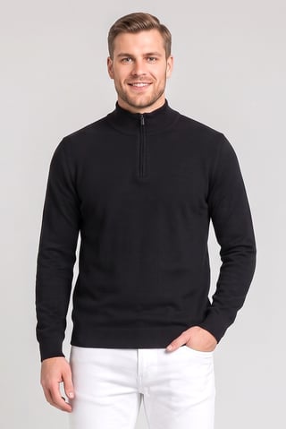 Men Mock Neck Knitted Sweater, Black