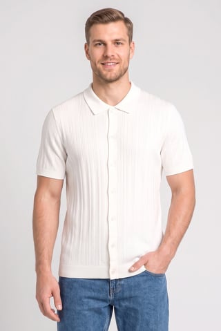 Men Regular Fit Short Sleeve Polo Shirt, Off White