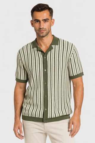 Men Regular Fit Short Sleeve Stripe Polo Shirt, Multicolor