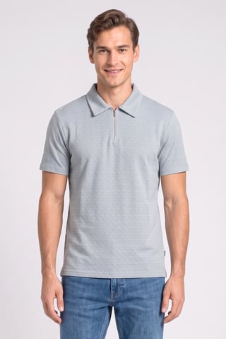 Men Regular Fit Short Sleeve Textured Polo Shirt, Light Sage