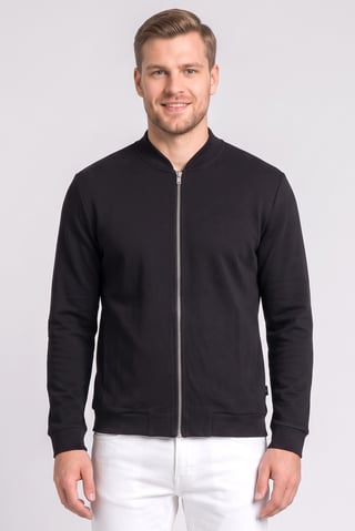 Men Plain Bomber Jacket, Black
