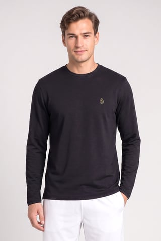 Men Sportswear Fit Long Sleeve Outdoor T-Shirt, Black
