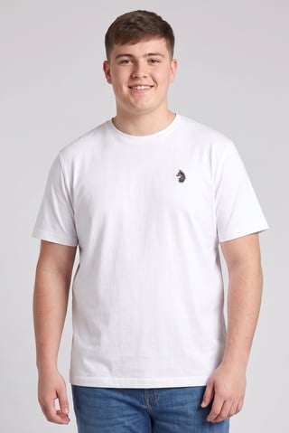 Men Crew Neck Short Sleeve Brand Logo T-Shirt, White