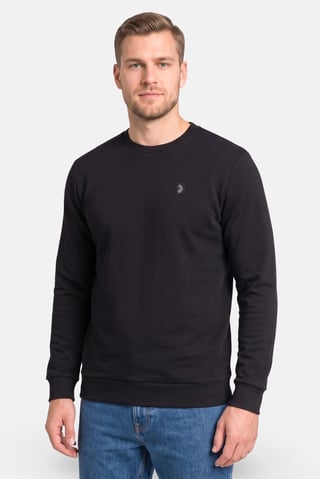 Men Crew Neck Embroidered Logo Long Sleeve Sweatshirt, Black