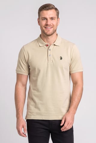 Men Sportswear Fit Short Sleeve Outdoor Polo Shirt, Beige