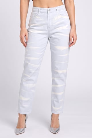 Women Regular Fit Tie Dye Non-Stretchable Jeans, Light Blue