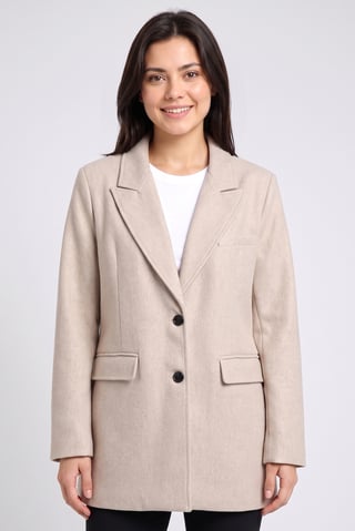 Women Regular Fit Textured Casual Blazer, Beige