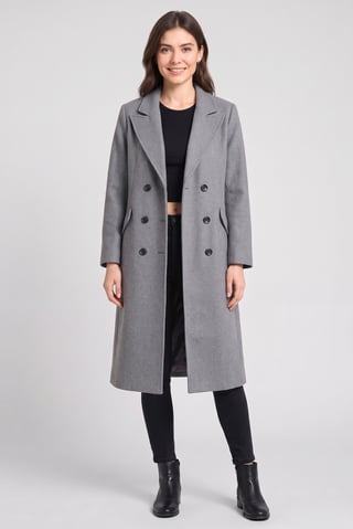 Women Textured Trench Coat, Grey