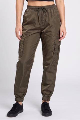 Women Regular Fit Solid Cargo Pants, Dark Olive