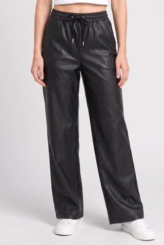 Women Regular Fit Solid Wide Leg Pants, Black
