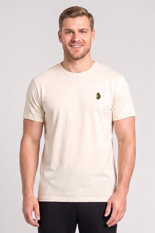 Men Sportswear Fit Short Sleeve Outdoor T-Shirt, Cream