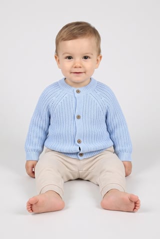 Toddlers Boy Long Sleeve Knitted Cardigan, Light Blue