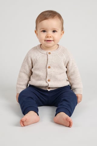 Toddlers Girl Long Sleeve Knitted Cardigan, Beige