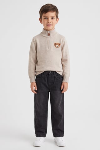 Toddlers Boy 2 Pcs Embroidered Sweater And Jeans Set, Multicolor