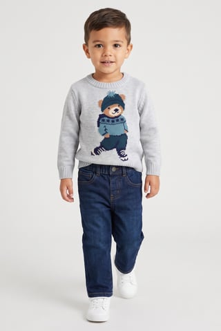 Toddlers Boy 2 Pcs Graphic Print Sweater And Jeans Set, Multicolor