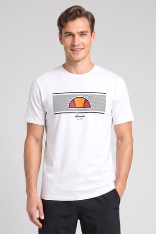 Men Crew Neck Short Sleeve Brand Logo T-Shirt, White