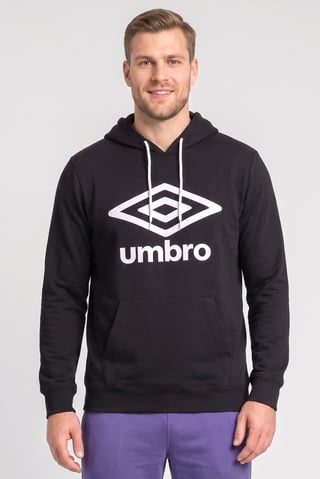 Men Sportswear Fit Brand Logo Outdoor Hoodie, Black