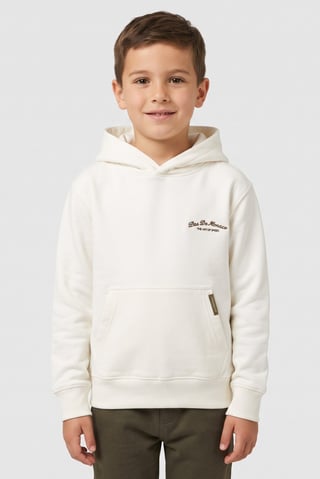 Kids Boy Graphic Print Long Sleeve Hoodie, Off-White