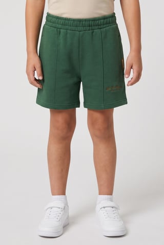 Kids Boy Brand Logo Basic Shorts, Forest Green