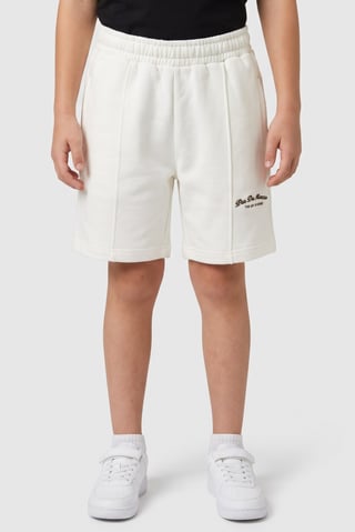 Kids Boy Embroidered Basic Shorts, Off-White