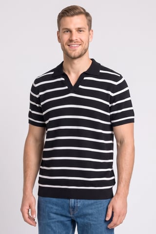 Men Regular Fit Stripe Short Sleeve Polo Shirt, Multicolor