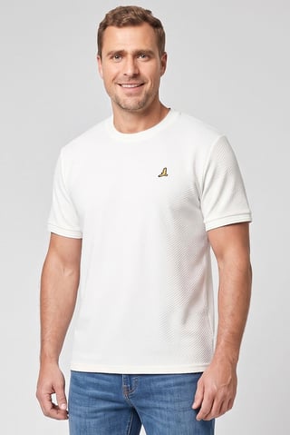 Men Crew Neck Short Sleeve Embroidered Logo T-Shirt, White
