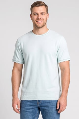 Men Crew Neck Short Sleeve Textured T-Shirt, Light Green