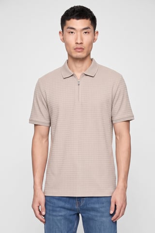 Men Regular Fit Plain Short Sleeve Polo Shirt, Dark Tan