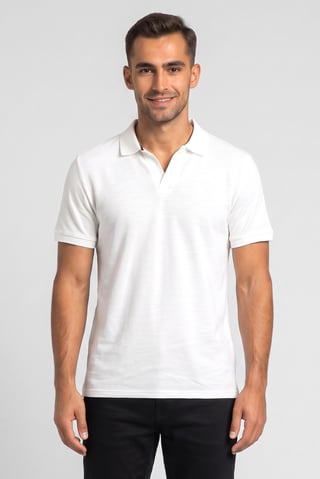 Men Regular Fit Textured Short Sleeve Polo Shirt, White