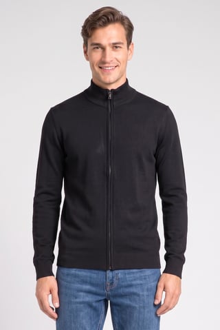 Men High Neck Plain Sweater, Black