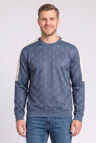Men Long Sleeve Allover Print Sweatshirt, Slate Blue