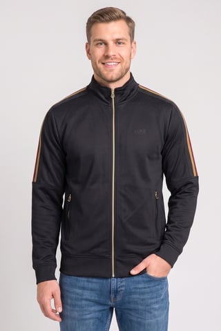 Men Long Sleeve Brand Logo Full Zip Sweatshirt, Black