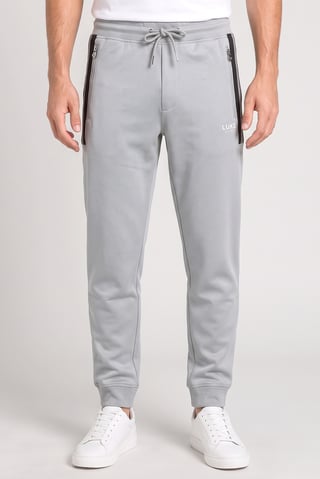 Men Regular Fit Brand Logo Jogger Pants, Grey