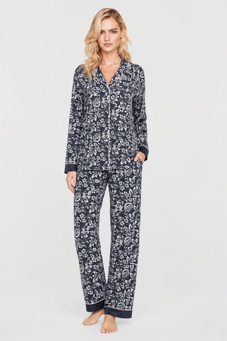 Women 2 Pieces Floral Print Long Sleeve Shirt And Pants Pajama Set, Multicolor