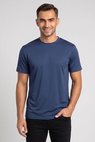 Men Crew Neck Plain Short Sleeve T-Shirt, Navy