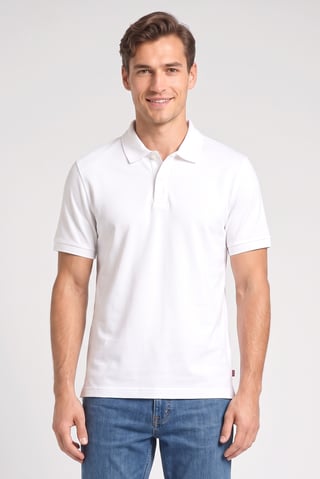 Men Regular Fit Plain Short Sleeve Polo Shirts, White